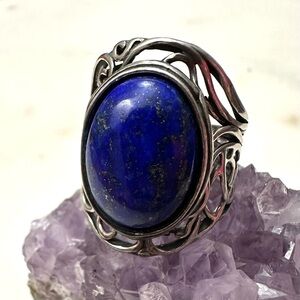 Or Paz Creations PZ Blue Lapis Lazuli Oval Cabochon Sterling Silver Ring